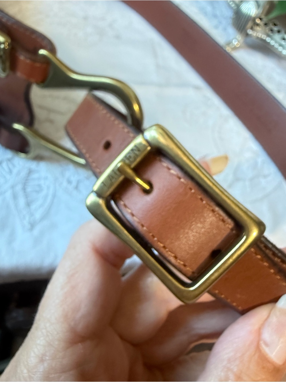 Ralph Lauren equestrian brown, leather gold buckle belt L - Picture 3 of 12
